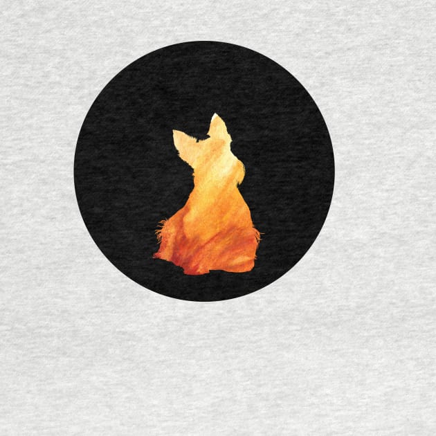 Scottish Terrier - Fiery Orange Silhouette by SophieStockArt